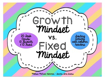 Preview of Growth Mindset Task Cards - Sorting Activity - Growth vs. Fixed