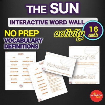 Preview of Science Bell Ringer Sun Interactive Word Wall Activity NO PREP