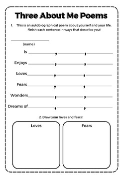 Preview of Three About Me Poem Template for Students: Growth Mindset PDF