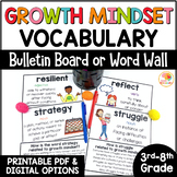 Growth Mindset Posters: Vocabulary Bulletin Board Word Wal