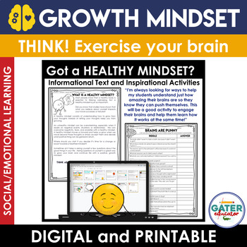 Preview of GROWTH MINDSET Activities | Social Emotional Learning | BRAIN