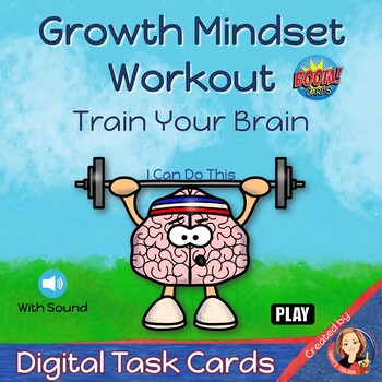 Preview of Growth Mindset Workout Digital Boom Task Cards