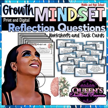 Preview of Growth Mindset Reflection Questions | Growth Mindset Worksheets | Task Cards
