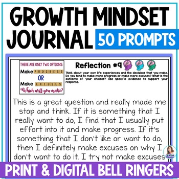 Preview of Growth Mindset Bell Ringers - 50 Writing Prompts - Growth Mindset Activities