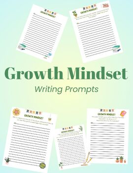 Preview of Growth Mindset Writing Prompts, 6 Printable Worksheets