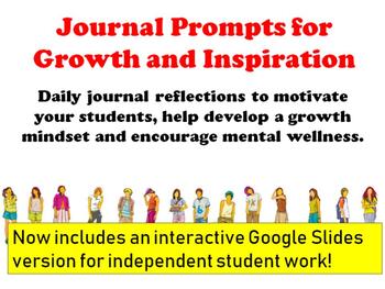 Preview of Growth Mindset and Mental Wellness Journal Prompts for Students Print & Digital