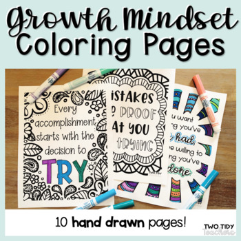 Preview of Growth Mindset Coloring Pages | Inspiring Quotes SEL Coloring Sheets