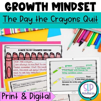 Preview of Growth Mindset Activity The Day the Crayons Quit Activities Growth vs Fixed