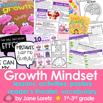 Preview of Growth Mindset activities, posters, lessons 2nd grade, 3rd grade