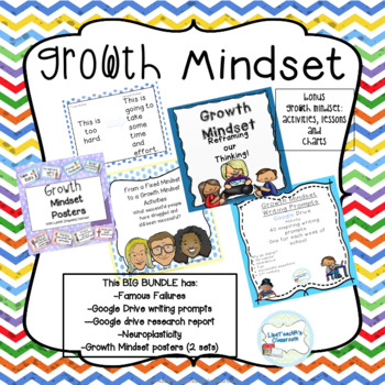 Preview of Growth Mindset posters, activities, research project and digital tool