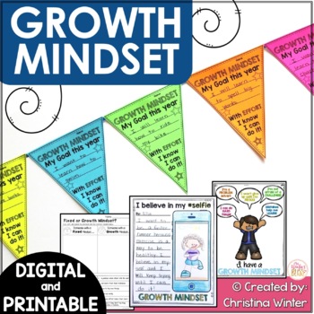 Preview of Growth Mindset - printable worksheets & digital growth mindset activities