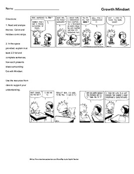 Preview of Growth Mindset using Calvin and Hobbes Comics