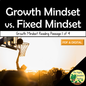 Preview of Growth Mindset vs. Fixed Mindset - Growth Mindset Reading Passage & Activities