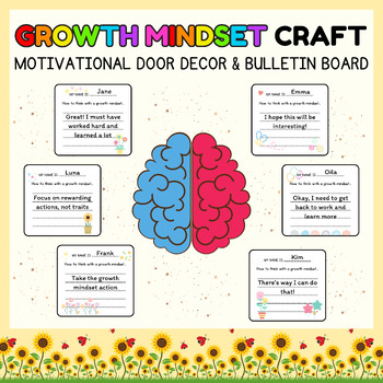 Preview of Growth Mindset writing craft activity l Motivational Door Decor & Bulletin Board