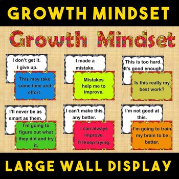 Preview of Growth VS Fixed Mindset Wall Display Poster Hearts and Flowers