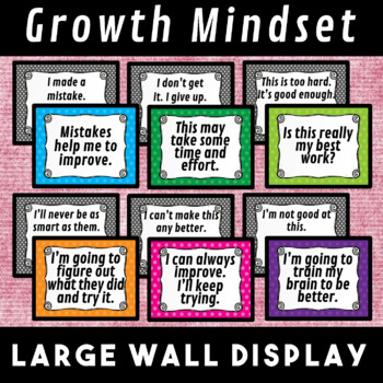 Preview of Growth Mindset Train the Brain Wall Display Posters Polka Dot