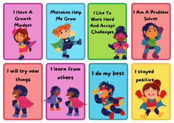 Preview of Growth mindset flash cards - editable