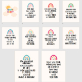 Growth mindset posters, motivational words - rainbow design - set of 9