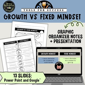 Preview of Growth vs Fixed Mindset Graphic Organizer Notes & PowerPoint - FREE