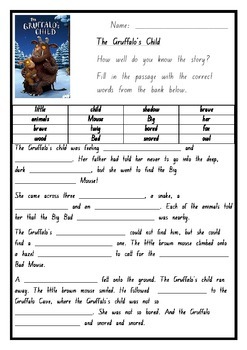 Gruffalo's Child Comprehension activity by The Wizened Owl ... venn diagram for writing 