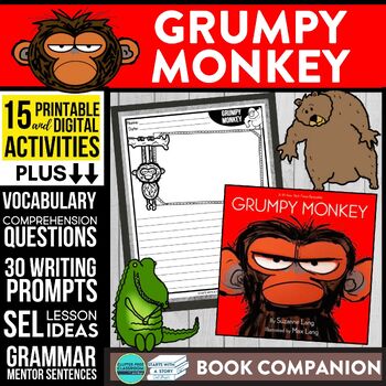 Preview of GRUMPY MONKEY activities READING COMPREHENSION - Book Companion read aloud