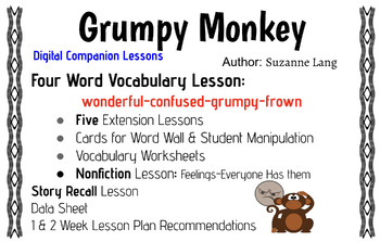 Preview of Grumpy Monkey Vocabulary & Recall Companion Lessons