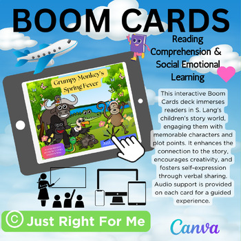 Preview of Grumpy Monkey's Spring Fever Comprehension & Social Emotional Boom Cards