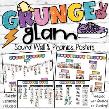 Preview of Grunge Glam Classroom Decor | Sound Wall & Phonics Posters