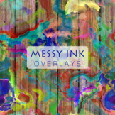 Grunge Messy Ink Batik Watercolor Paint Texture Overlay Papers