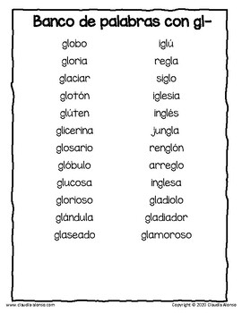 Grupo Consonántico GL {fluidez y comprensión K-1} - Spanish Consonant ...