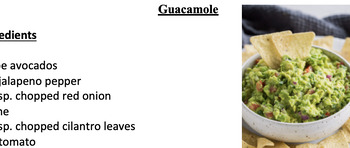 Preview of Guacamole Recipe Adapted and 2 Levels Recipe Comprehension Questions