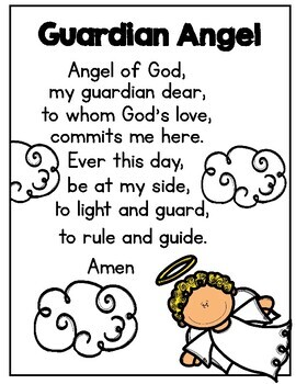 Guardian Angel Prayer, Guardian Angel Lesson, Guardian Angel Worksheets