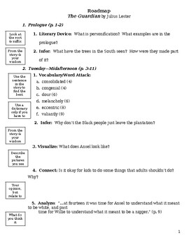 Preview of Guardian (by Julius Lester) Reading Guide