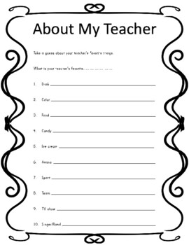 Guess About Your Teacher by Cindy's Treasures | TPT