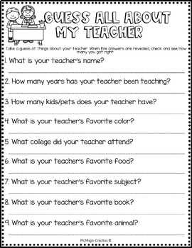 Guess All About My Teacher Game, Get to Know Your Teacher Printable ...