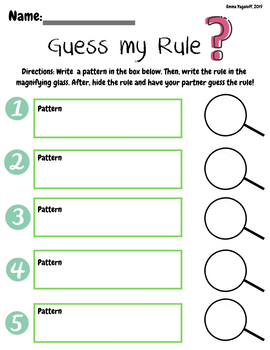 Intuition Tillid møl Guess My Rule: Patterns by PrimarywithMissY | Teachers Pay Teachers