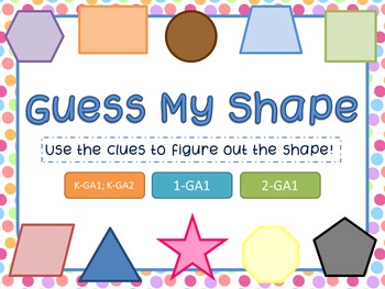 Preview of Guess My Shape- Defining Attributes of 2D Shapes Clue Cards w/ QR Codes