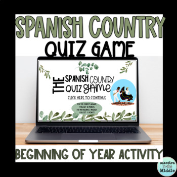Preview of Guess That Spanish Country Quiz Game | Back to School Beginning of Year Activity