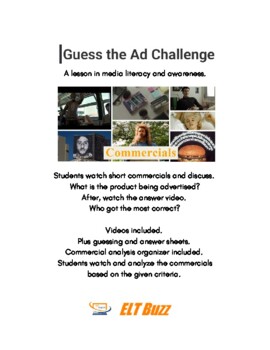 Preview of Guess The Ad / Product. Media Literacy. Advertising. ELA. Video Lesson. ESL. EFL
