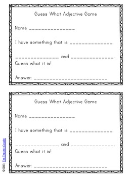 Guess What Adjective Guessing Game By The Teacher Couple Tpt