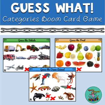 Preview of Guess What: Boom card game, categories, 20 questions, Guess Who, speech therapy