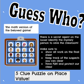 Preview of Guess Who? 5th Grade Math Place Value Review Game