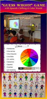 Guess Who?!- A game Spanish clothing & color words; adapt for any