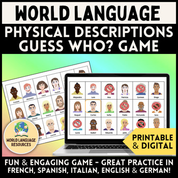 Preview of Guess Who Activity Game - Physical Descriptions French, Spanish, Italian & more!