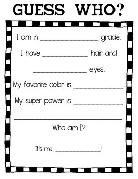 Guess Who? Bulletin Writing Activity for Open House Lisa McAndrews