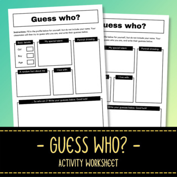 Preview of Guess Who? Fun Back to School Activity Worksheet - Get to Know Each Other