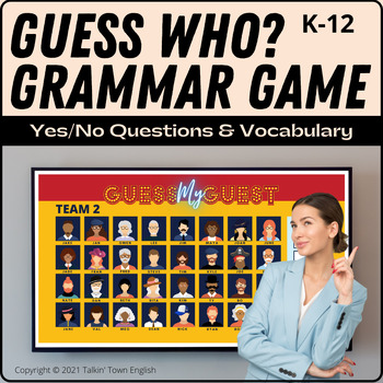 Preview of Guess Who ESL Grammar Game Digital Presentation: Yes/No Questions Vocabulary ELL