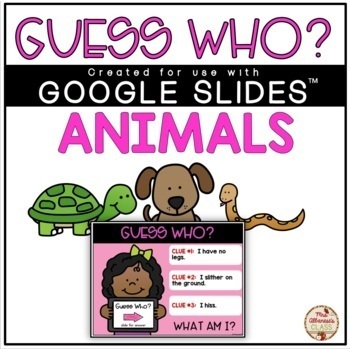 Preview of Guess Who? Riddles (ANIMALS) - DIGITAL {Google Slides™/Classroom™}