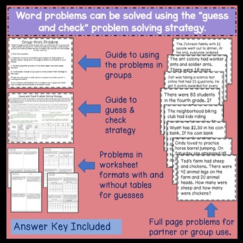 word problem practice problem solving investigation guess and check