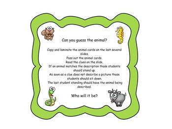 Preview of Guess the Animal - Smart Board Activity